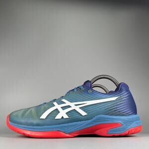 Mens 7 Womens 8.5 Asics Solution Speed FF Navy Red Tennis Shoe Athletic Sneakers